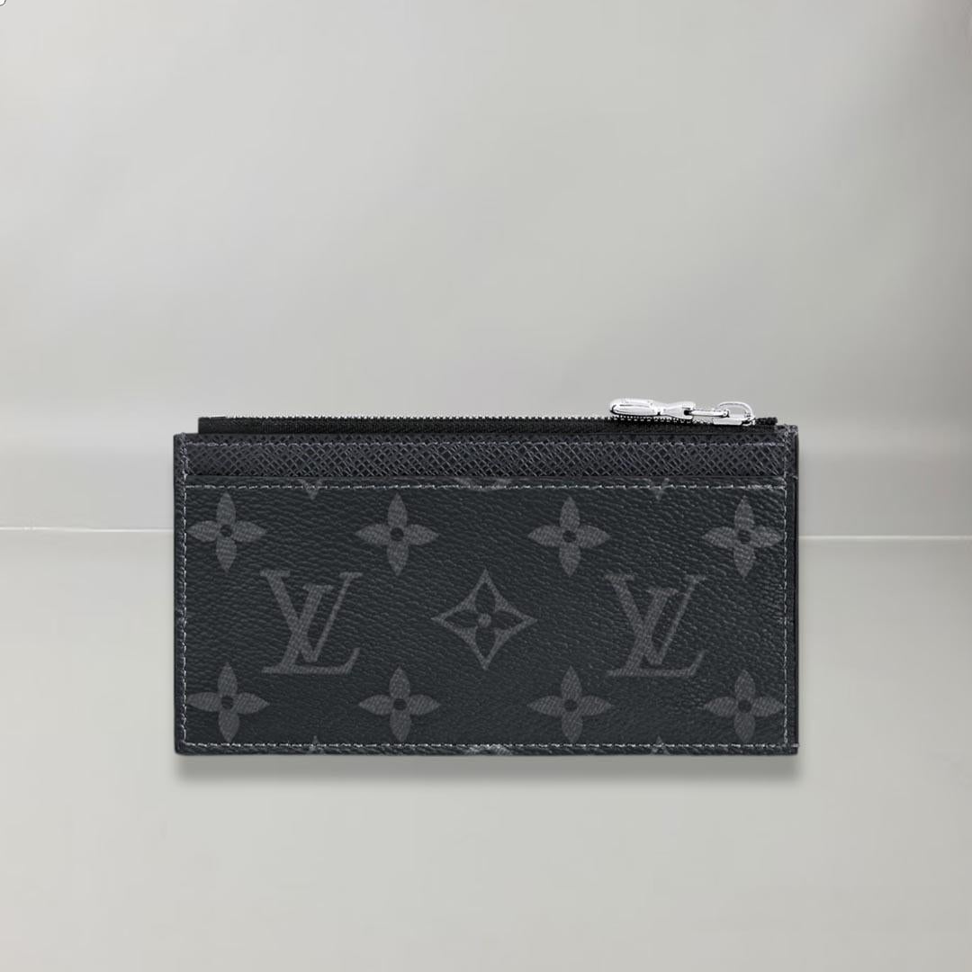 Women's Louis Vuitton Coin purse and card holder Black Taïga cowhide leather For Sale