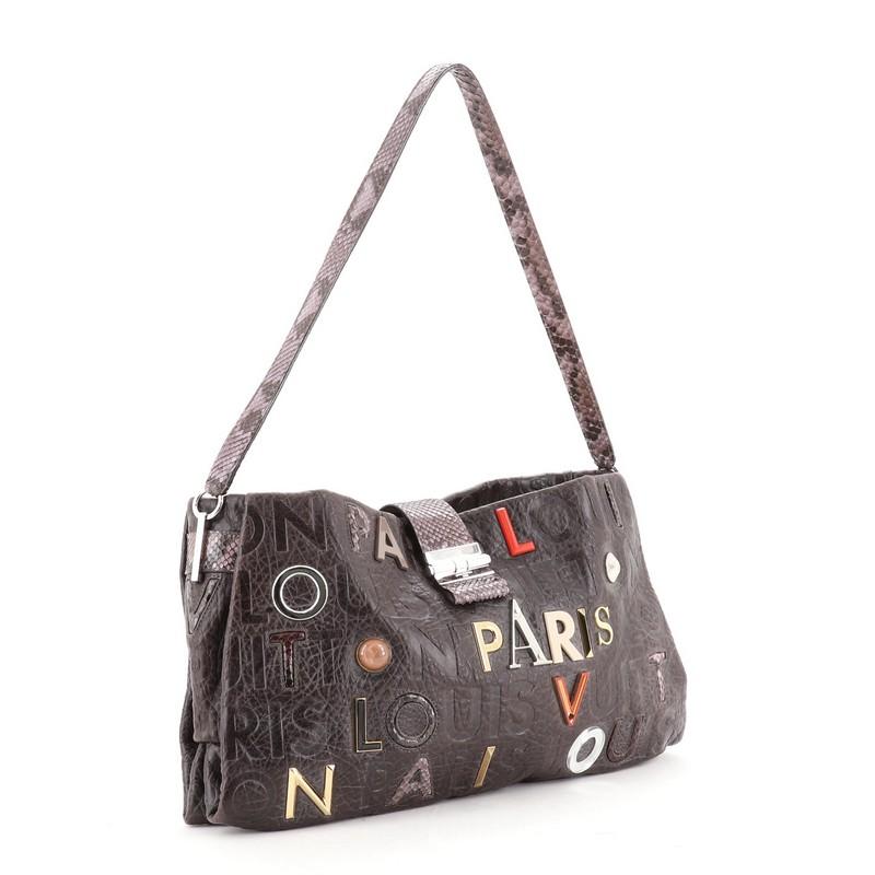 Louis Vuitton Collage Lutece Tasche strukturiertes Leder mit Python (Grau)