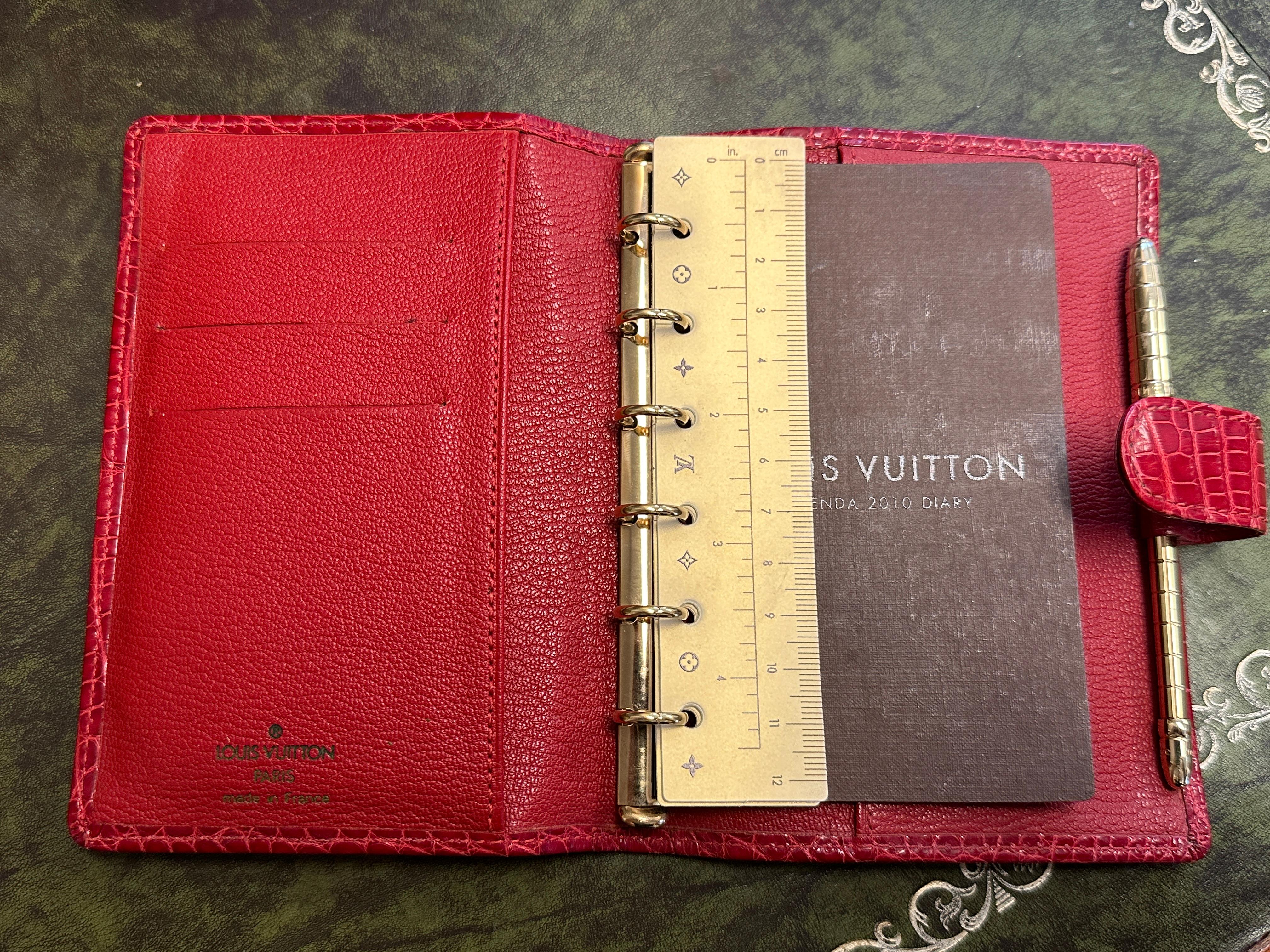 Women's or Men's Louis Vuitton Collectable Rare Agenda Calendar Etui Red Crocodile Leather For Sale