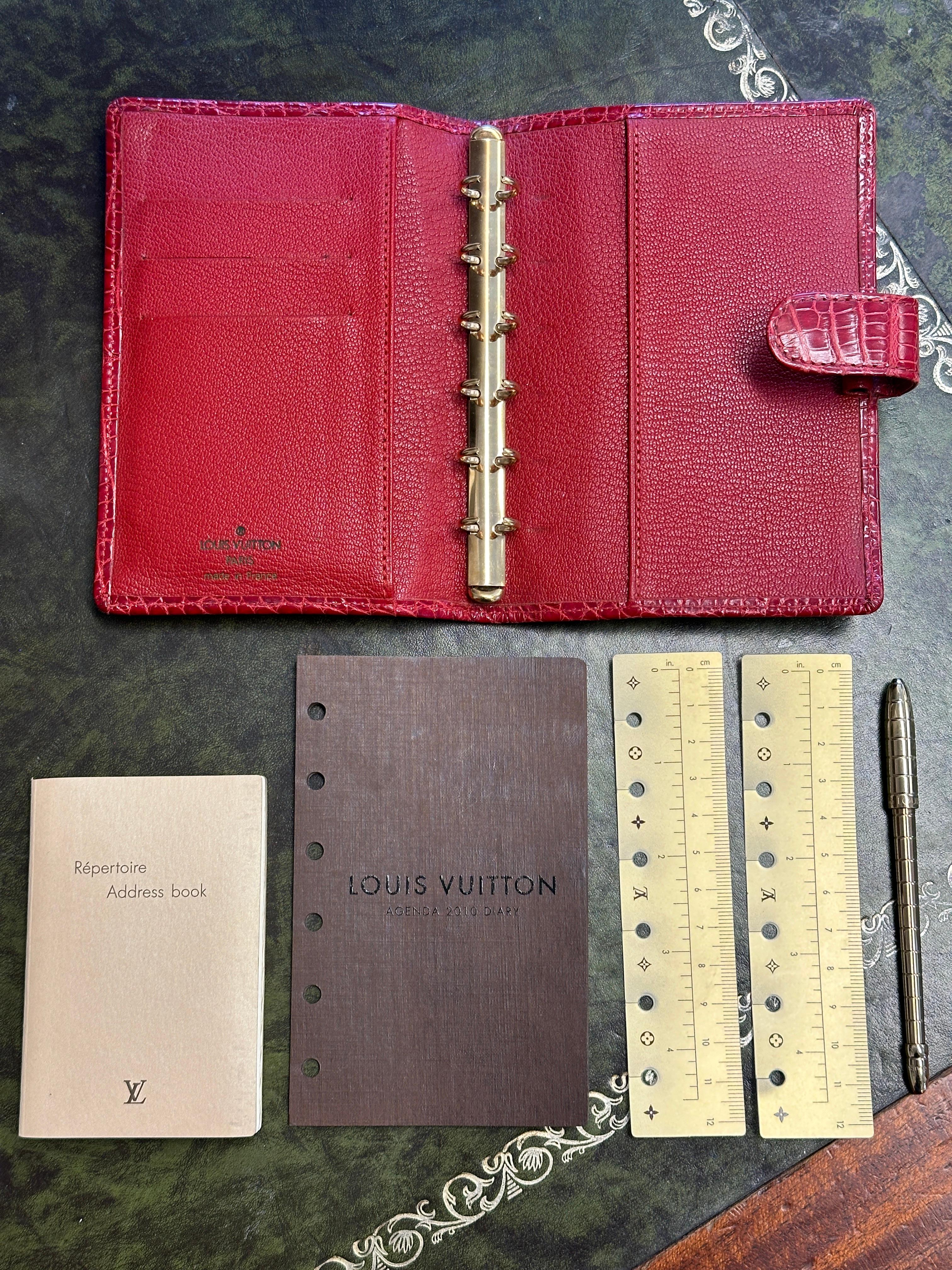 Louis Vuitton Collectable Rare Agenda Calendar Etui Red Crocodile Leather For Sale 1