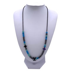Louis Vuitton Halskette „LV Beads“ mit Monogram-Blume, Gunmetal-Blau