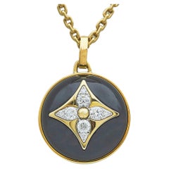 Louis Vuitton Color Blossom 18K Yellow Gold, Onyx, and Diamond Pendant Necklace
