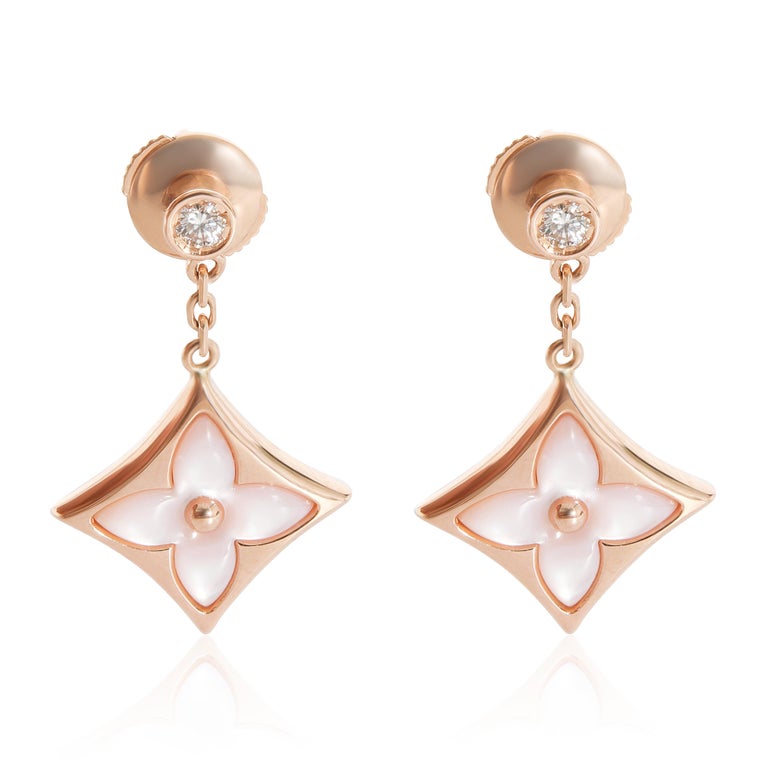 Louis Vuitton Monogram Pearl Gold Dangle Earrings