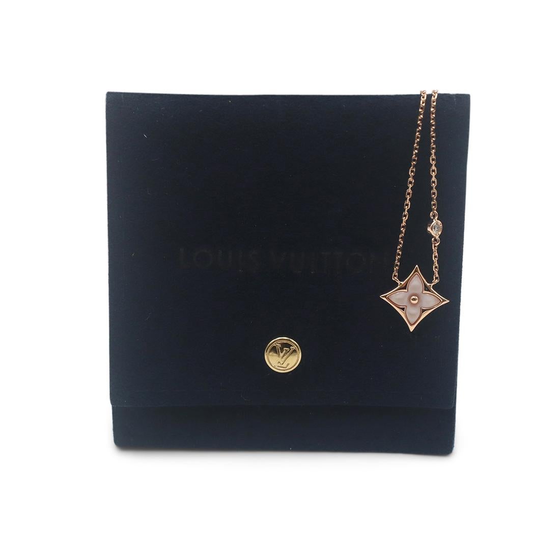 Round Cut Louis Vuitton 'Color Blossom BB Star' Mother-of-Pearl Rose Gold PendantAuthentic