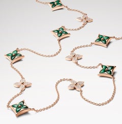 Louis Vuitton, Color Blossom Malachite and Diamond Station Long Necklace