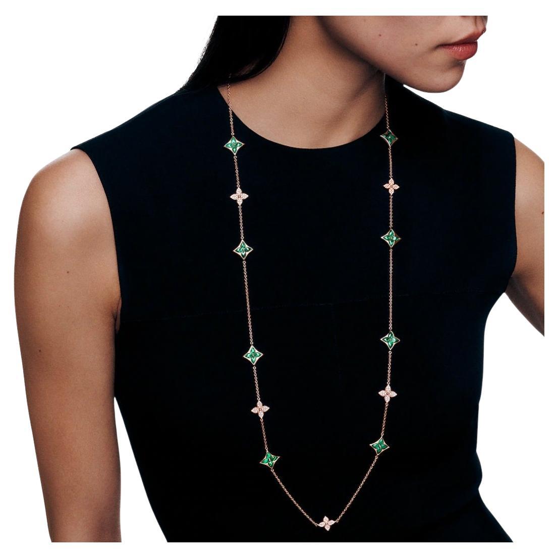 Louis Vuitton, Color Blossom Malachite et Diamond Station Long Necklace