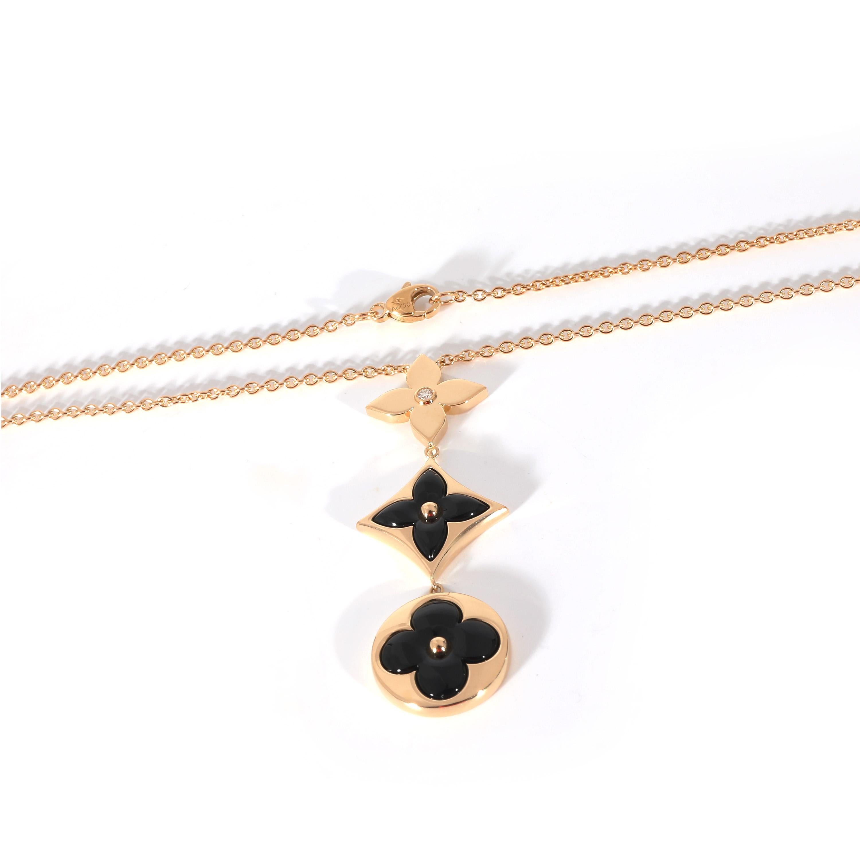 Farbblumen-Halskette von Louis Vuitton aus 18 Karat Gelbgold 0,02 Karat Damen