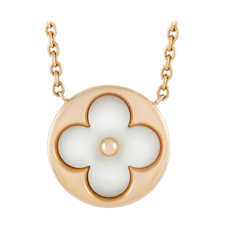 Color Blossom lariat necklace, pink gold, white mother-of-pearl and diamond  - Jewelry - Categories