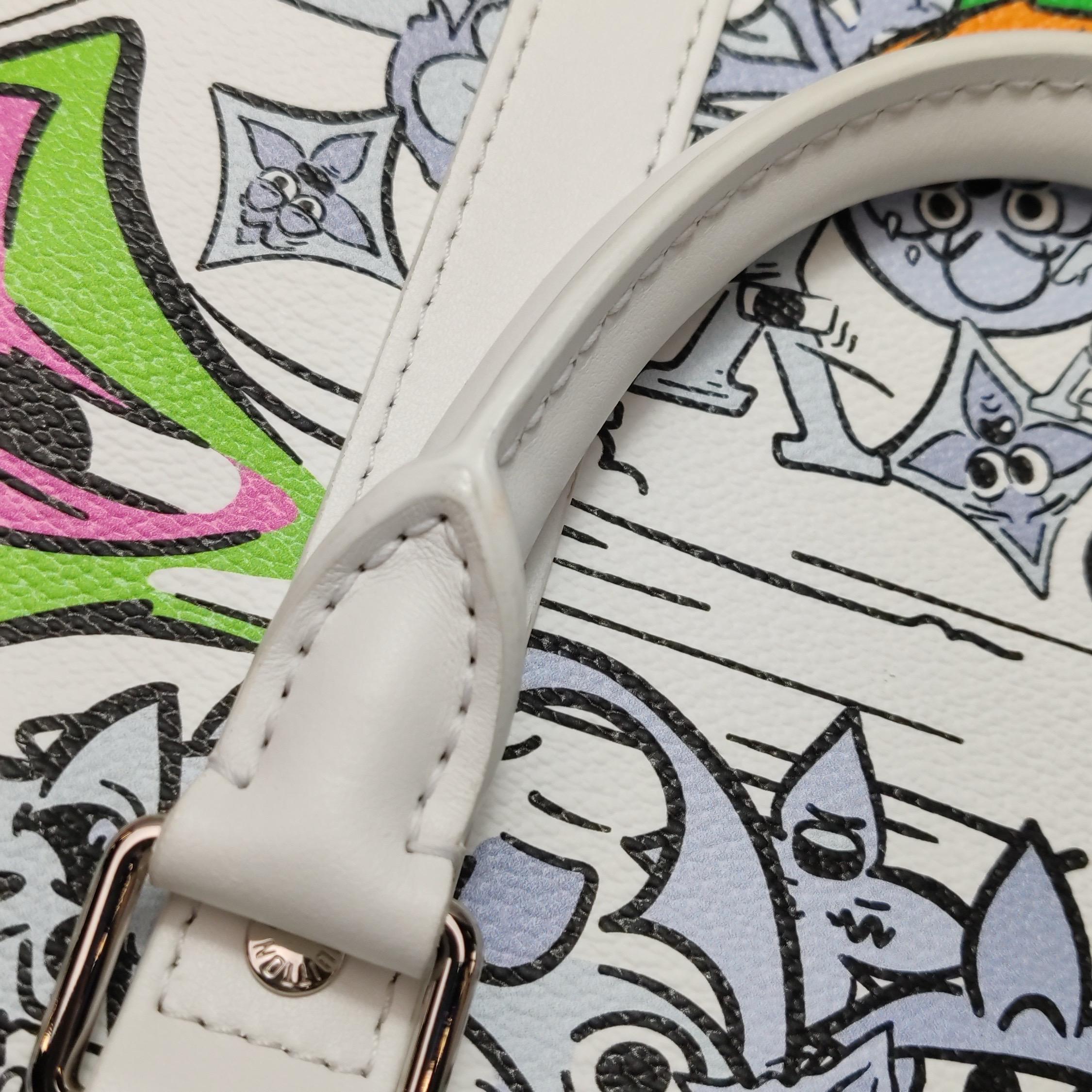 Sac de voyage Keepall 50 blanc multicolore Louis Vuitton en vente 7