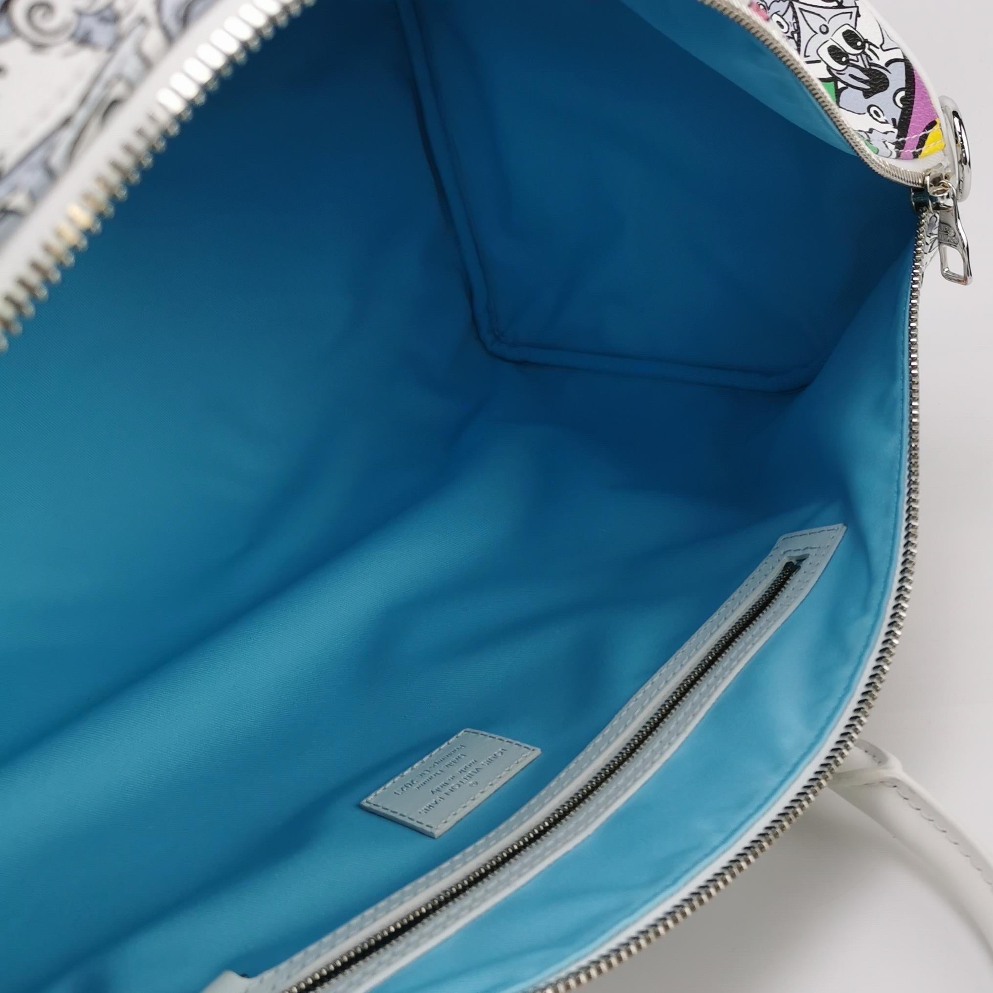 Sac de voyage Keepall 50 blanc multicolore Louis Vuitton en vente 2
