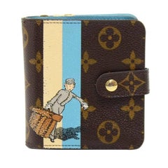 Louis Vuitton Compact Zip Groom Blue Monogram Canvas Wallet