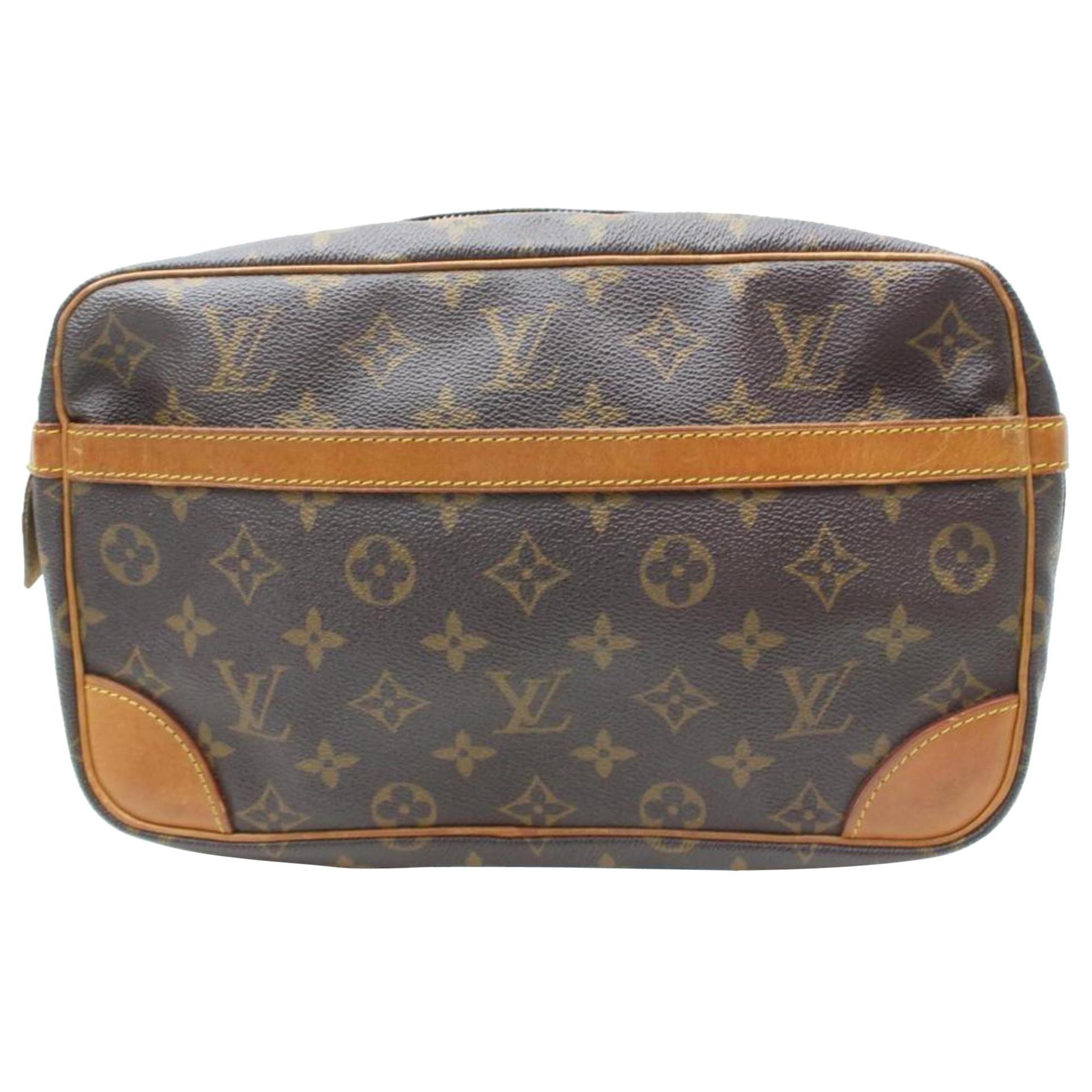Louis Vuitton Compiegne Cosmetic Pouch 869277 Brown Coated Canvas Clutch For Sale
