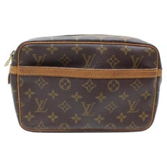 Louis Vuitton Compiegne Monogram 23 869308 Brown Coated Canvas Clutch