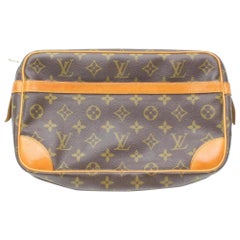 Louis Vuitton Compiegne Monogram 28 Pouch 869286 Brown Coated Canvas Clutch