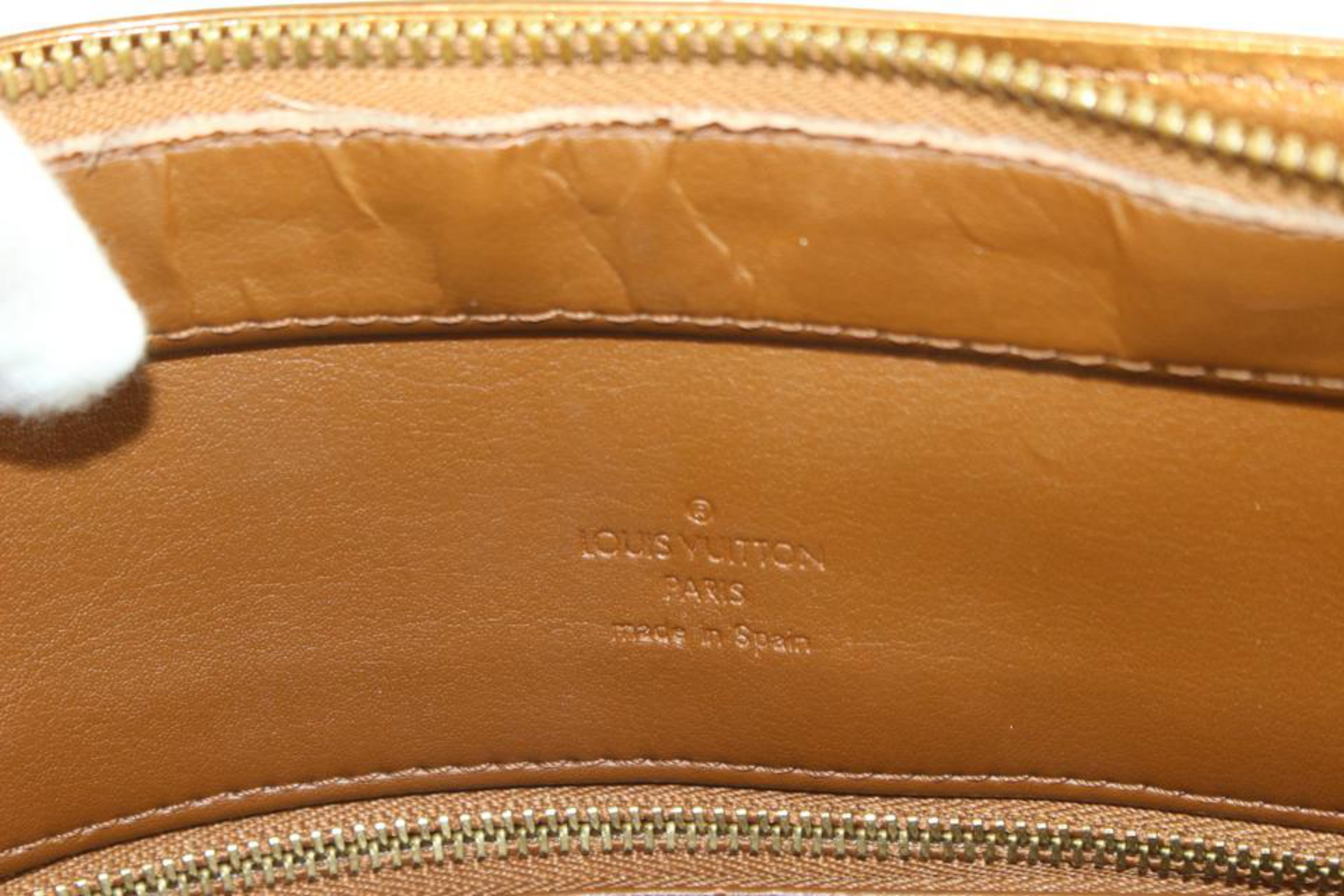 Louis Vuitton Copper Bronze Monogram Vernis Houston Zip Shoulder Bag 2LVJ1021 In Good Condition In Dix hills, NY