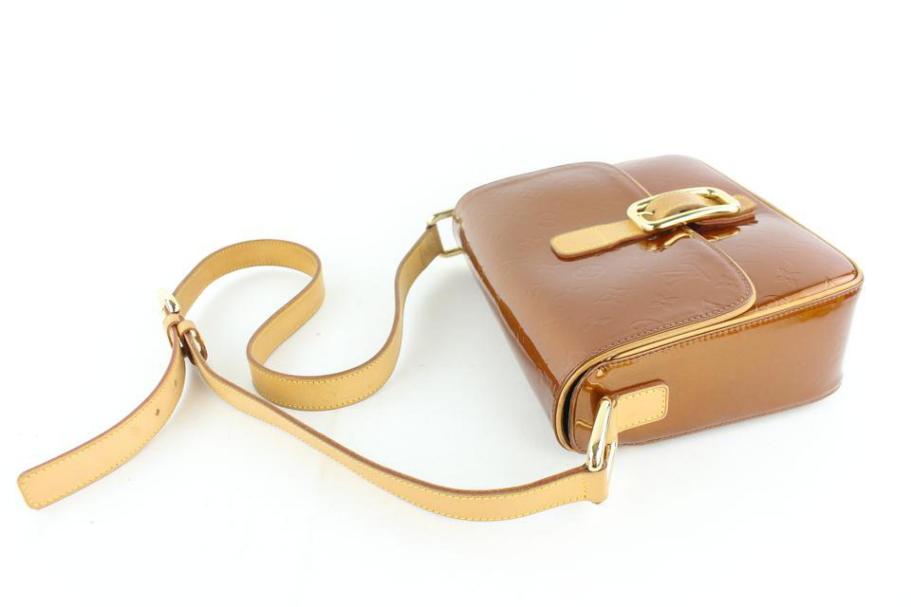 Women's Louis Vuitton  Copper Monogram Vernis Gm 7lz1130 Brown Patent Cross Body Bag For Sale