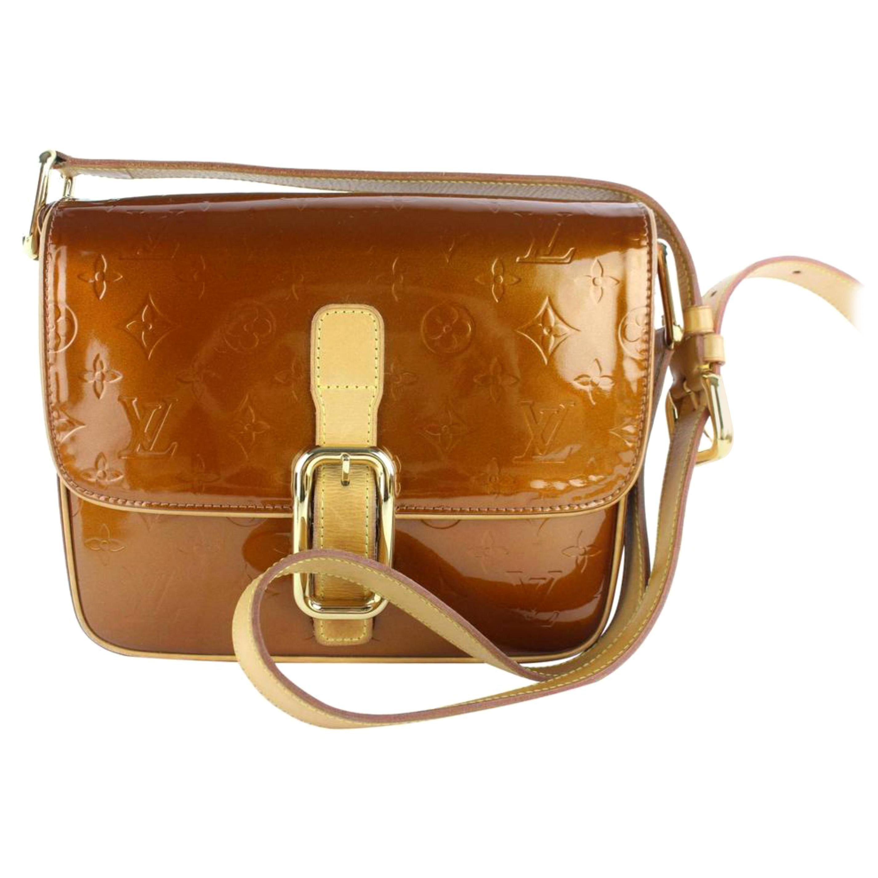 Louis Vuitton  Copper Monogram Vernis Gm 7lz1130 Brown Patent Cross Body Bag For Sale