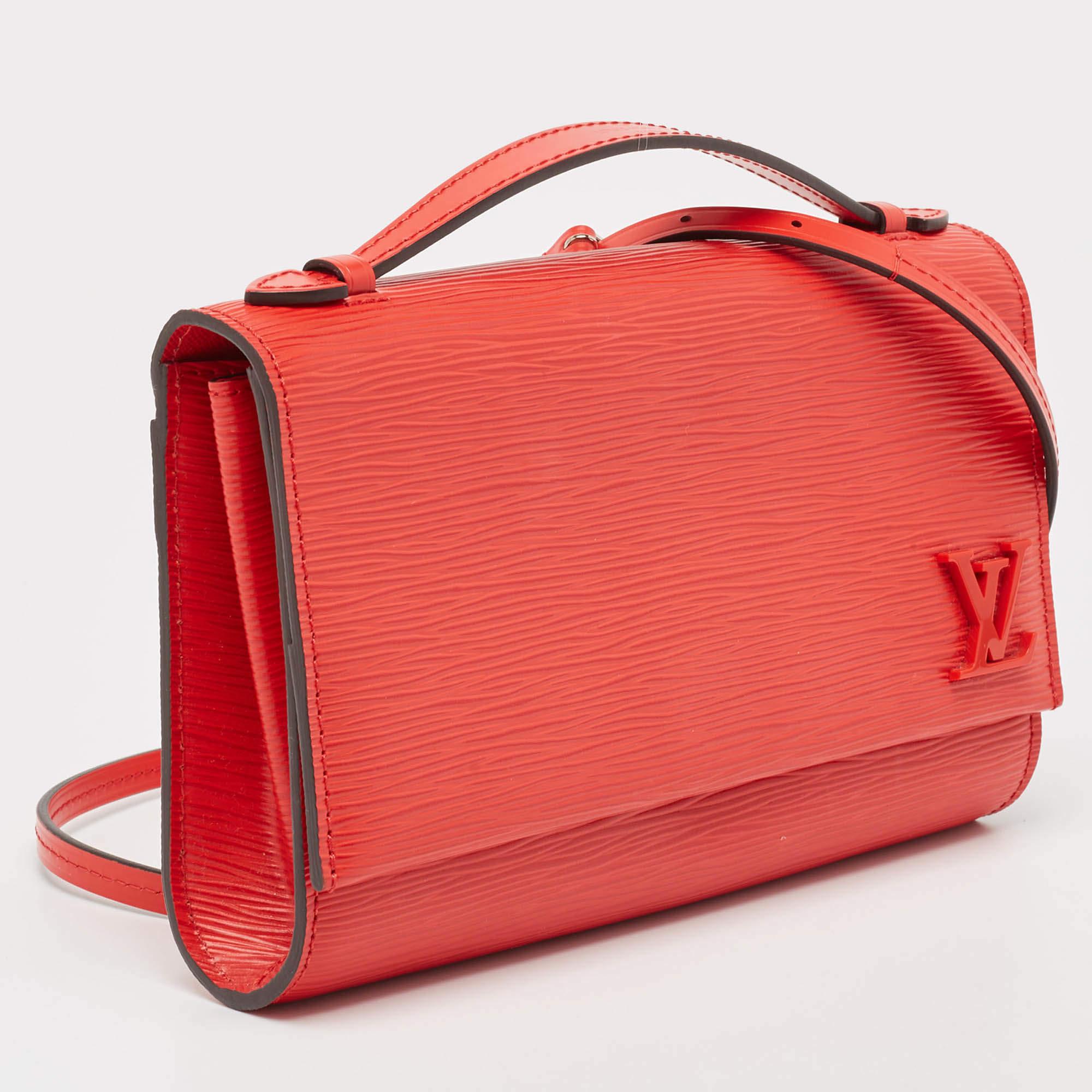Red Louis Vuitton Coquelicot Epi Leather Clery Pochette Bag