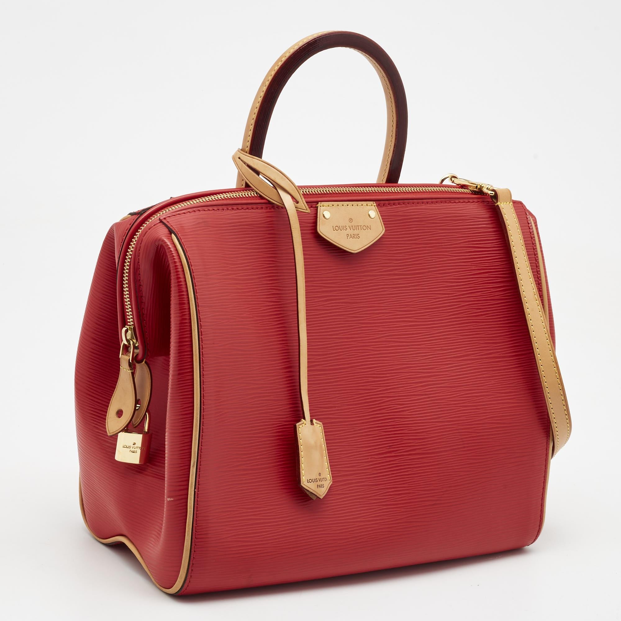 Louis Vuitton Coquelicot Epi Leather Doc PM Bag In Good Condition In Dubai, Al Qouz 2