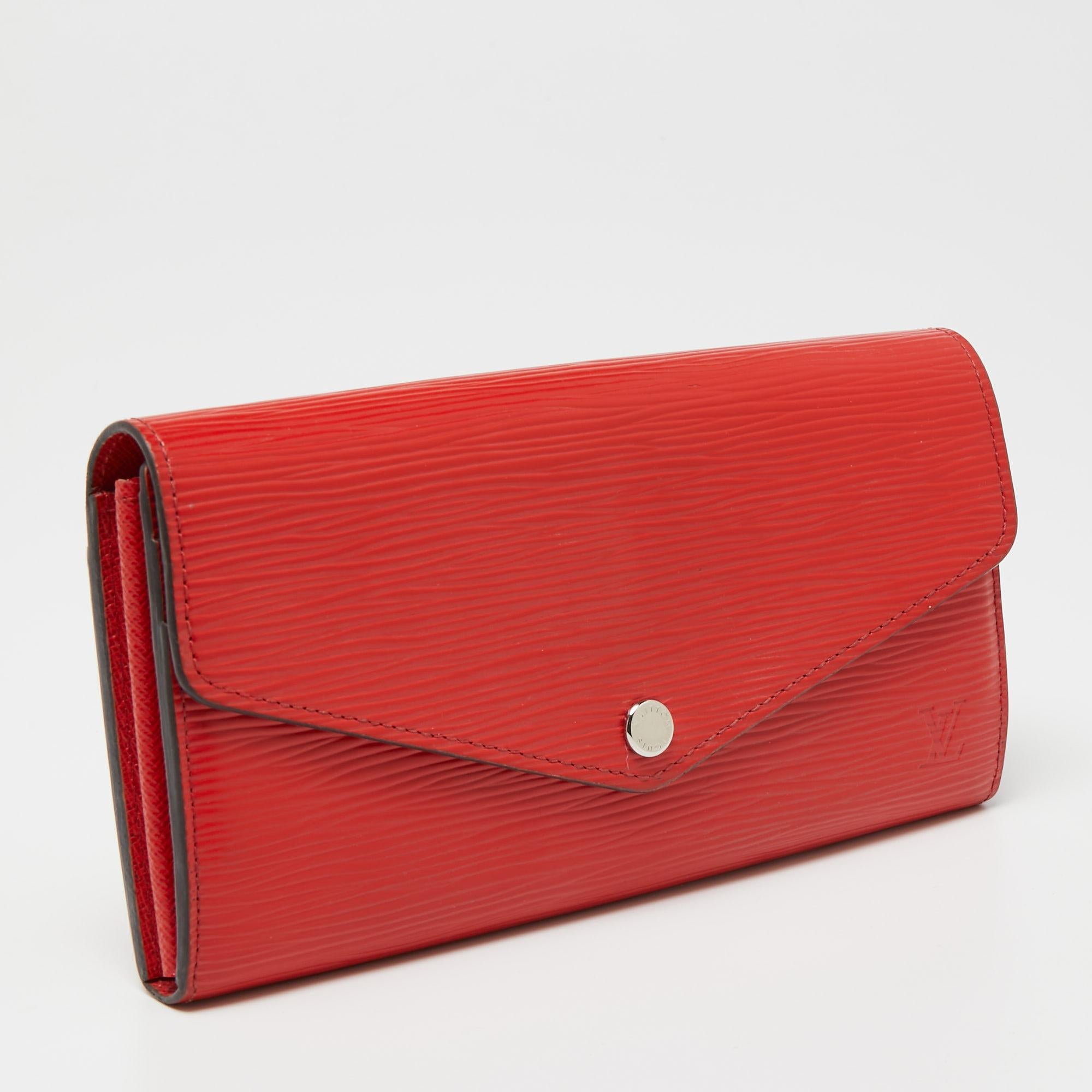 Red Louis Vuitton Coquelicot Epi Leather Sarah Wallet