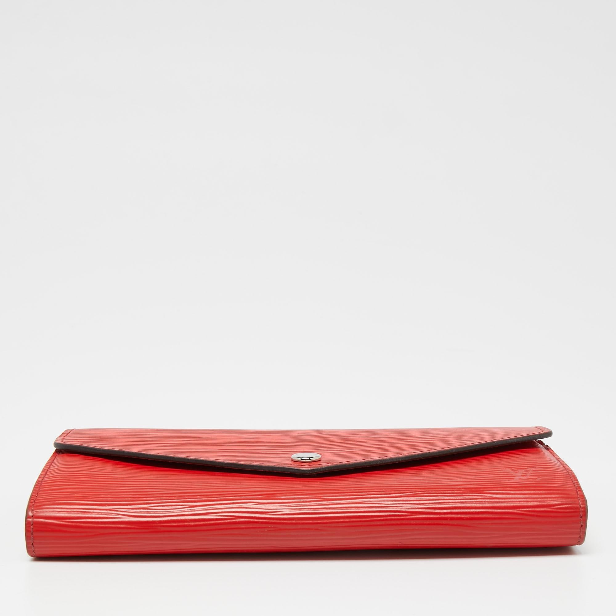 Red Louis Vuitton Coquelicot Epi Leather Sarah Wallet