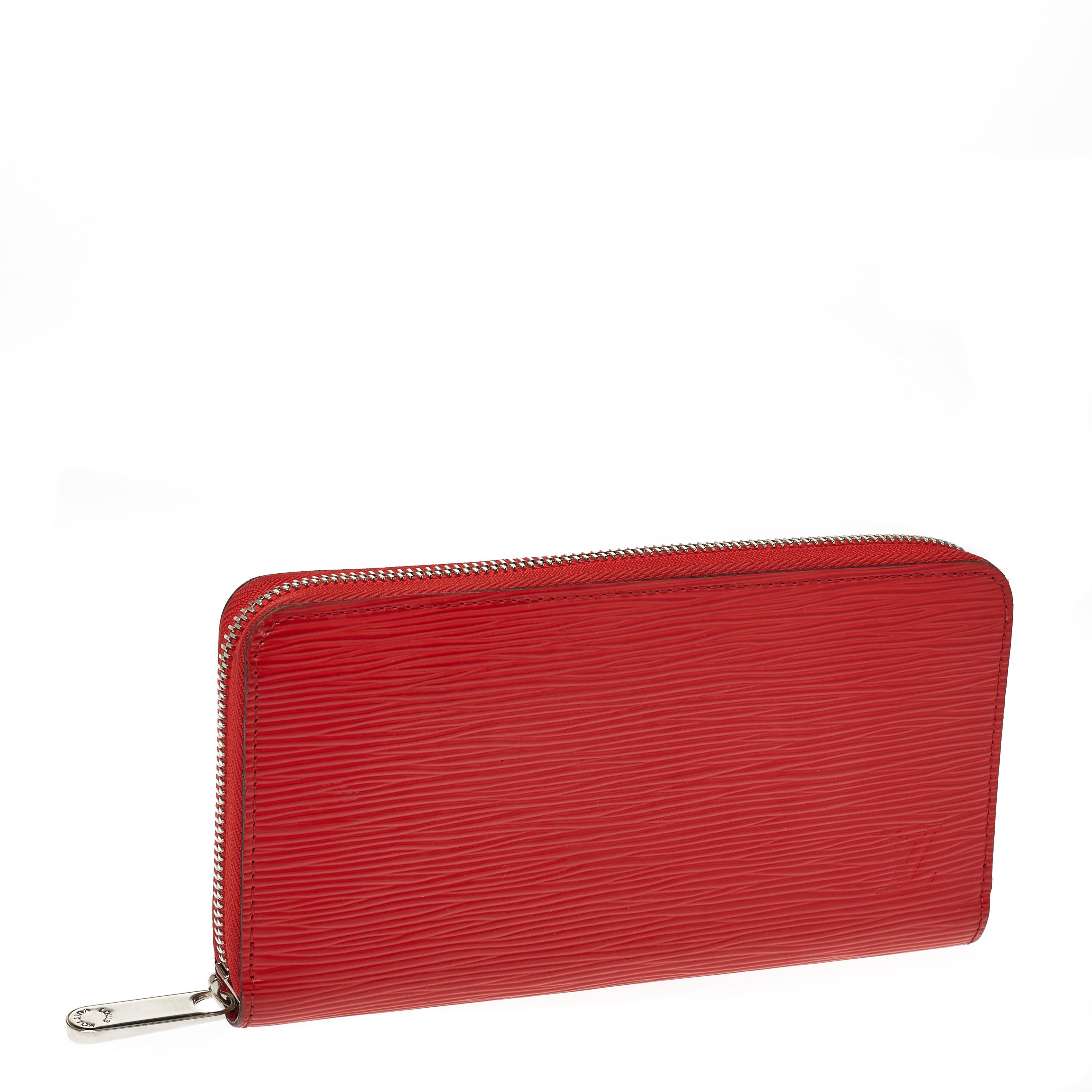 Red Louis Vuitton Coquelicot Epi Leather Zippy Wallet
