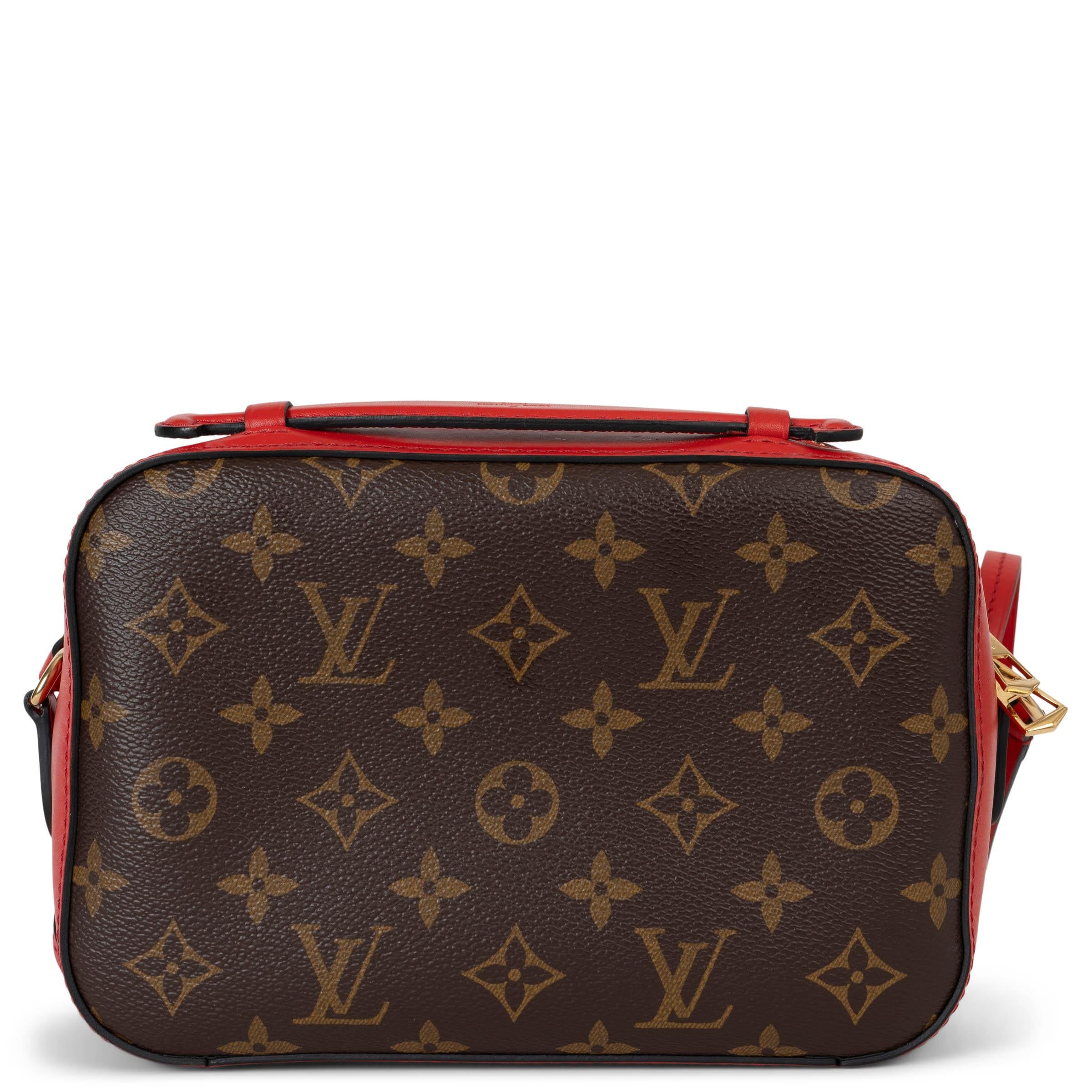 Black LOUIS VUITTON Coquelicot red Monogram Canvas SAINTONGE Crossbody Bag For Sale