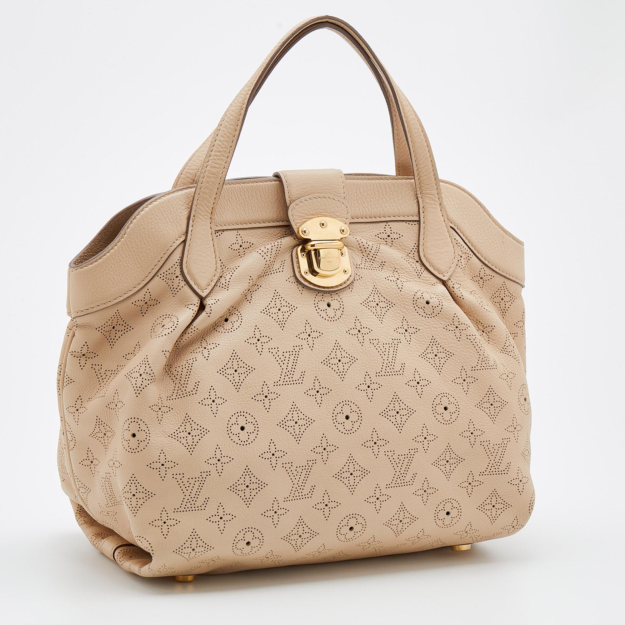 Beige Louis Vuitton Coquill Monogram Mahina Leather Cirrus PM Bag