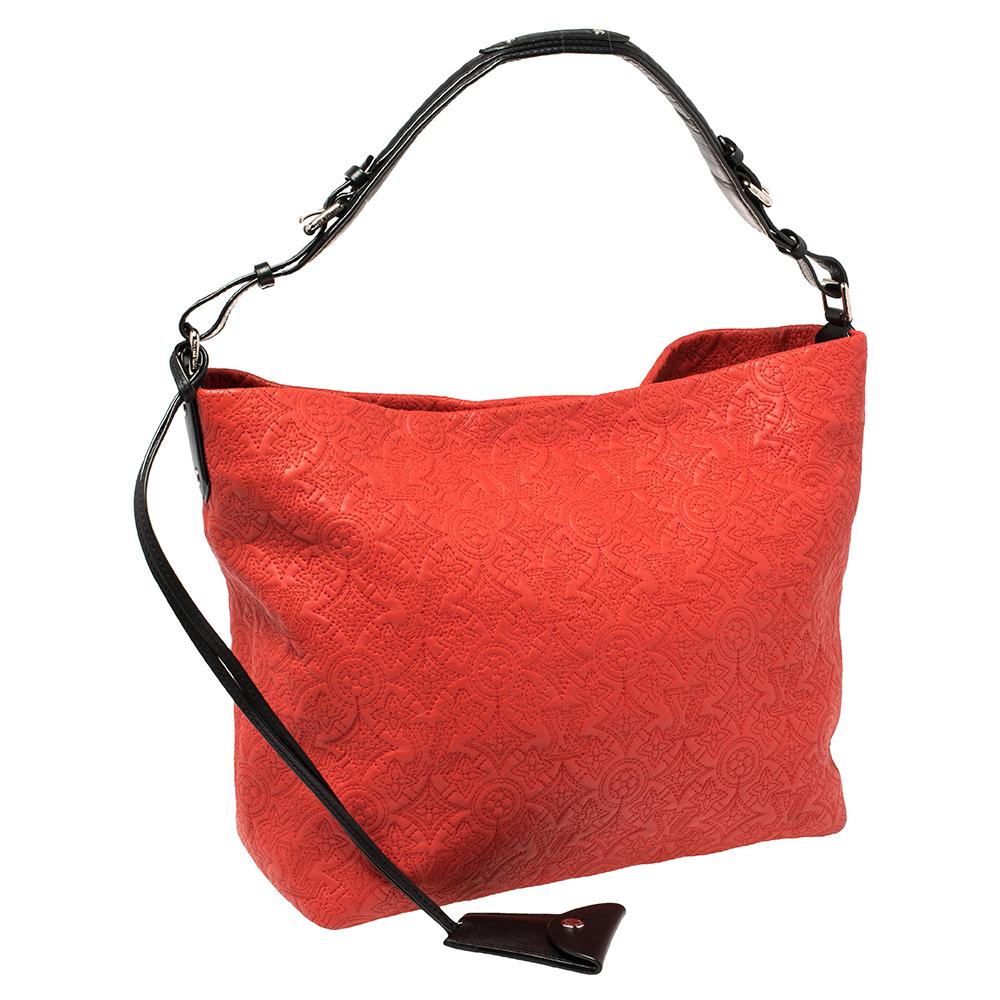 Red Louis Vuitton Corail Monogram Antheia Leather Hobo PM Bag