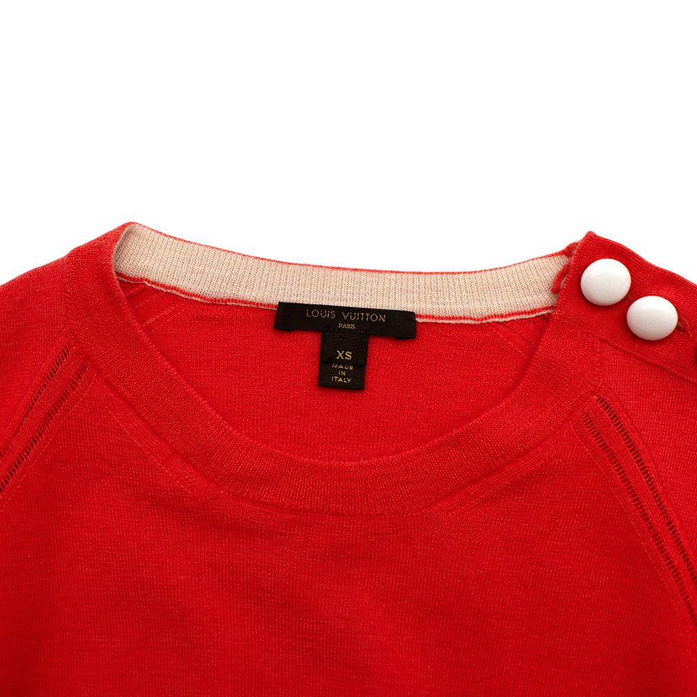Louis Vuitton Coral Cashmere Blend Long-Sleeve Buttoned Jumper - Size XS In Excellent Condition In London, GB