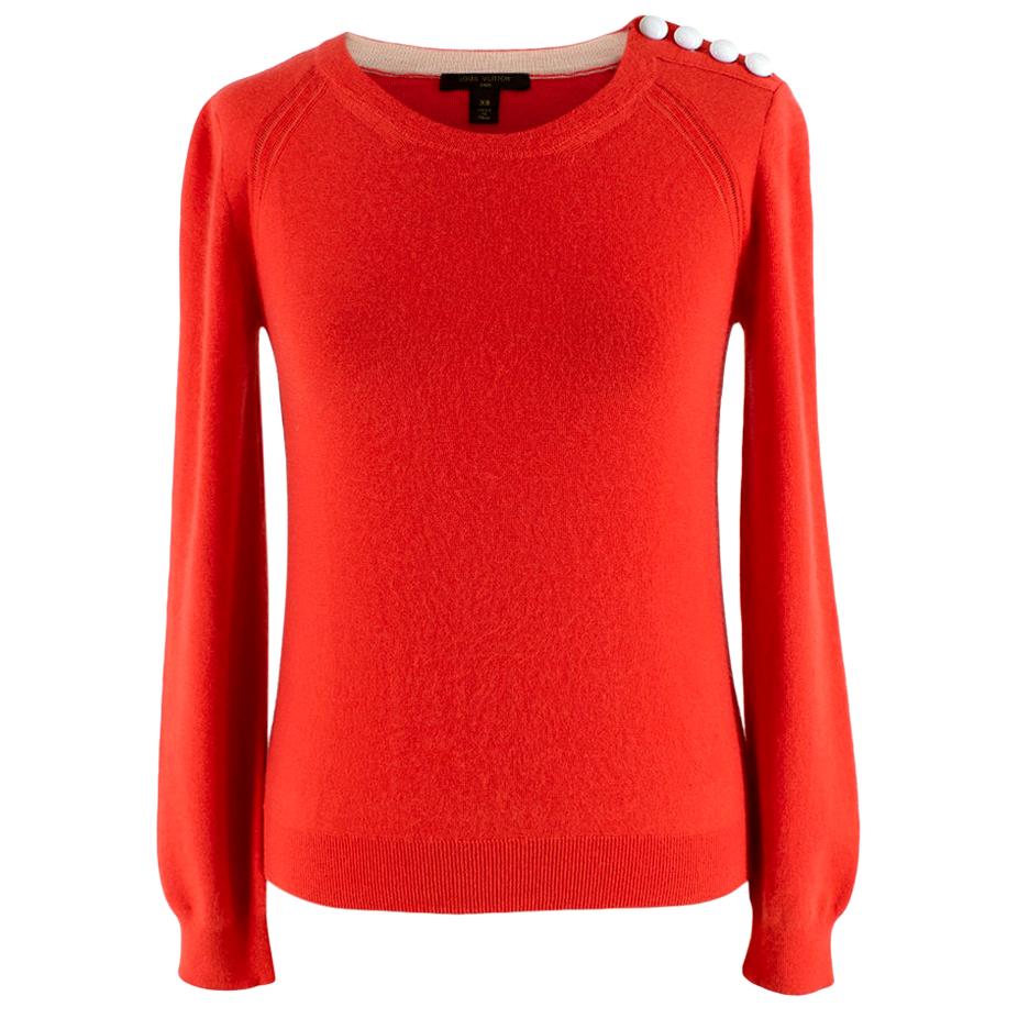 Louis Vuitton Coral Cashmere Blend Long-Sleeve Buttoned Jumper - Size XS