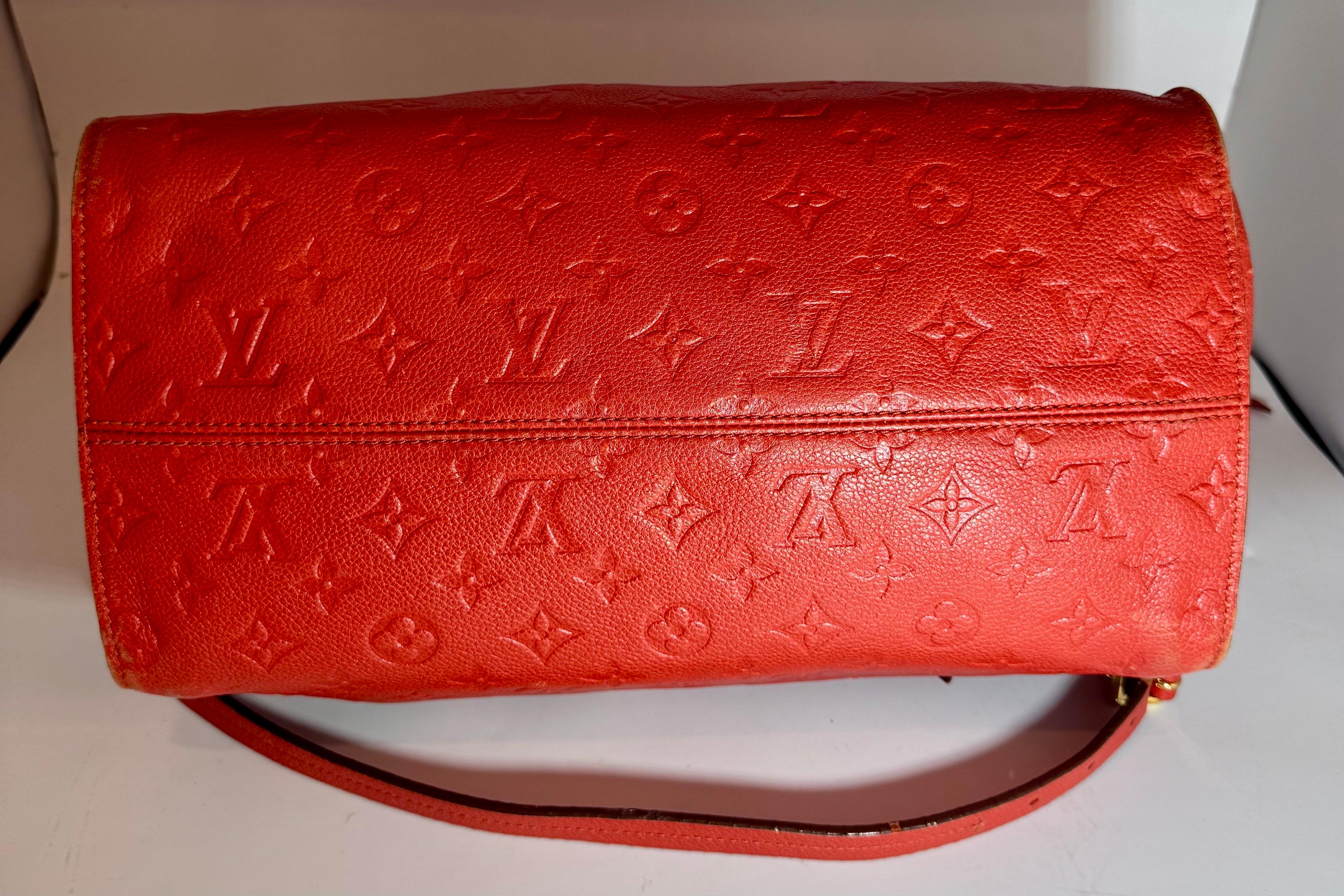 Rouge Louis Vuitton Coral Empreinte Leather Lumineuse PM , Monogram with Box and Bag en vente