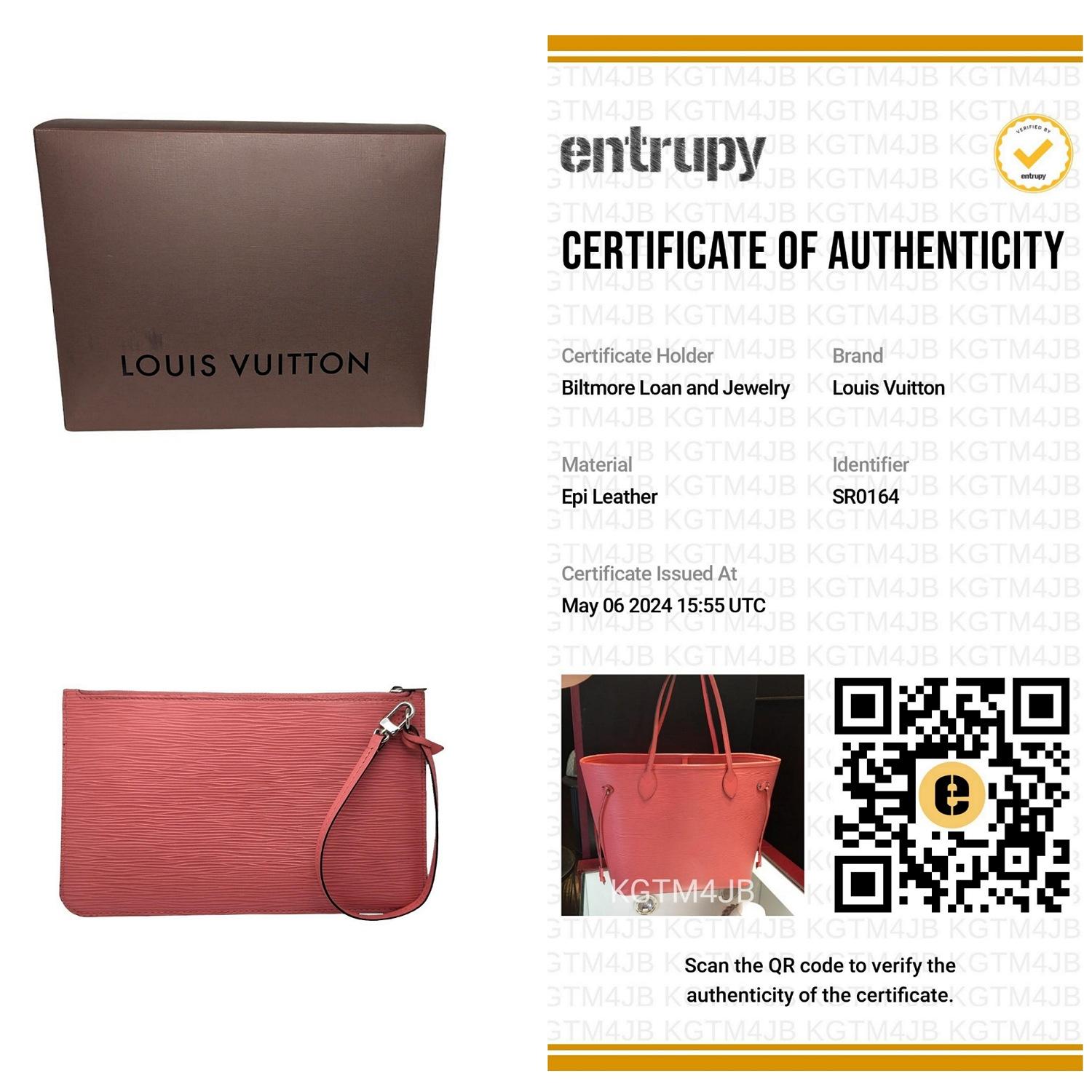 Louis Vuitton Coral EPI Neverfull MM Tote & Pochette For Sale 6