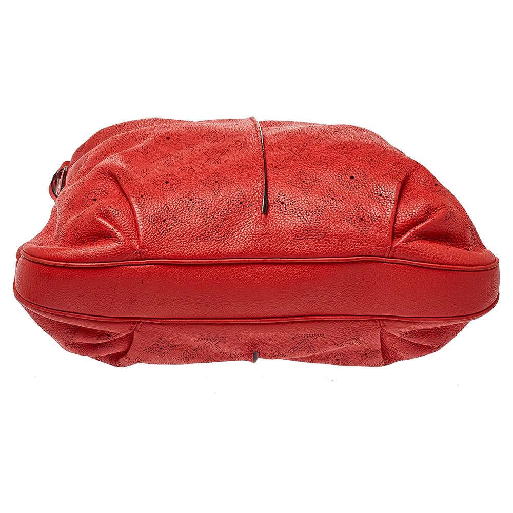 Women's Louis Vuitton Corall Monogram Mahina Leather Selene MM Bag