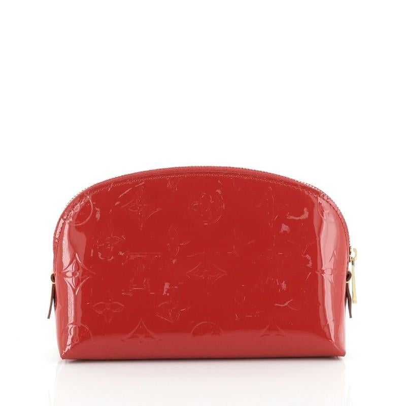 Red Louis Vuitton Cosmetic Pouch Monogram Vernis