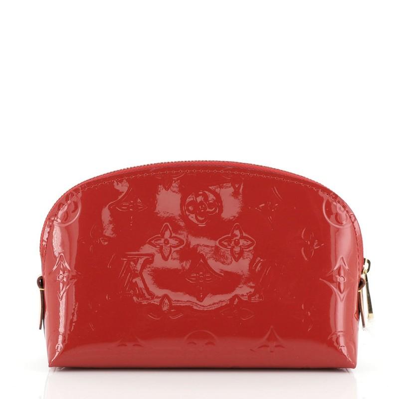 Red Louis Vuitton Cosmetic Pouch Monogram Vernis