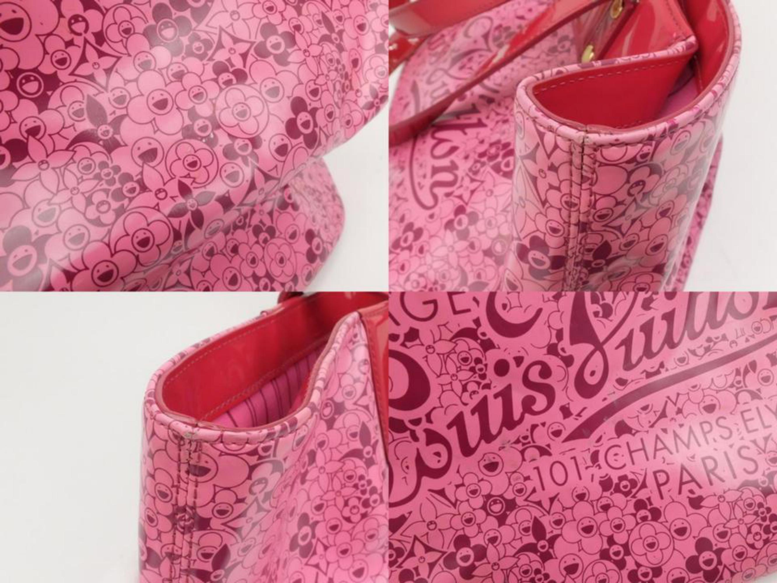 Louis Vuitton Cosmic Blossom Pm 230347 Pink Vinyl Tote For Sale 2