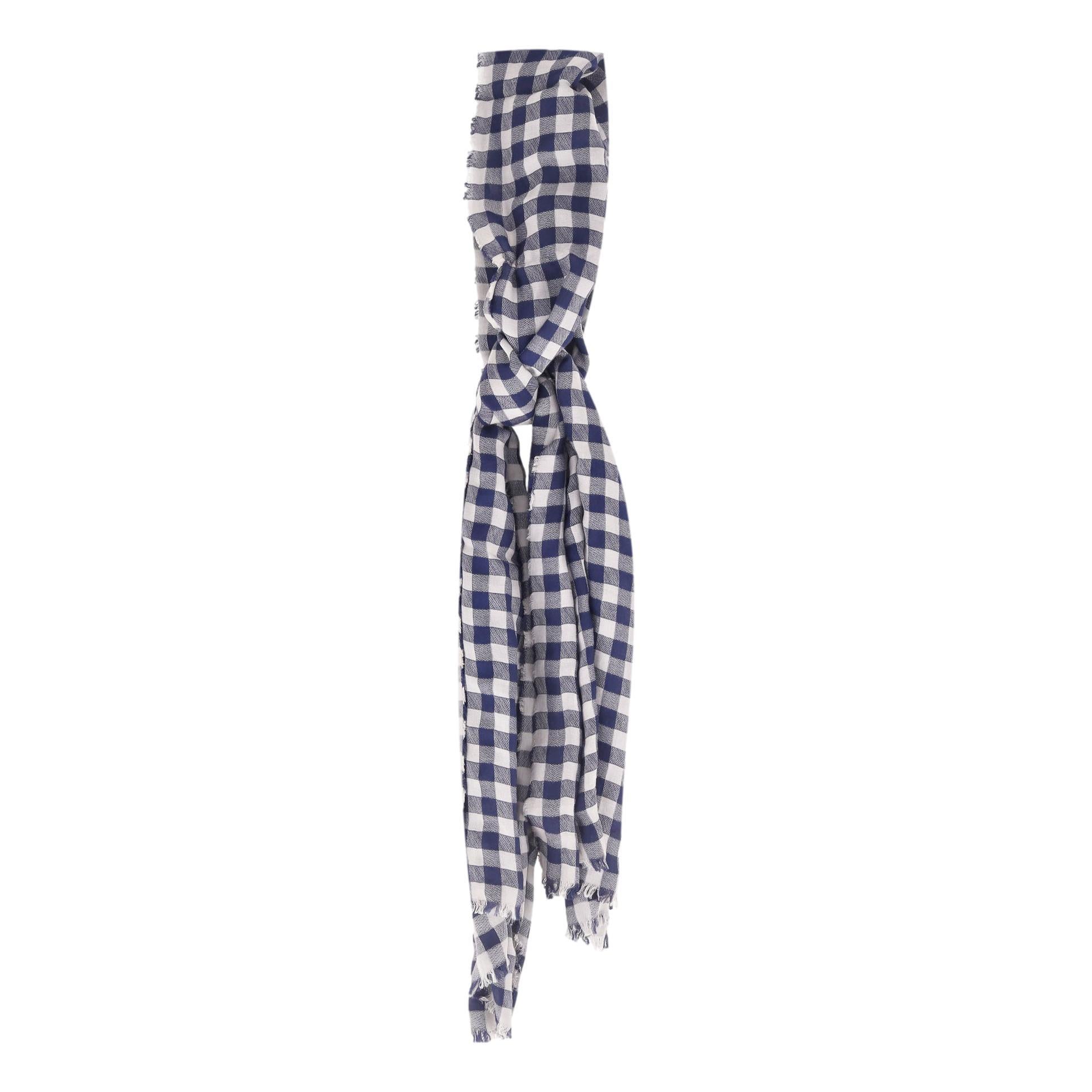 Gray Louis Vuitton Cotton Gingham Check Shawl Scarf For Sale