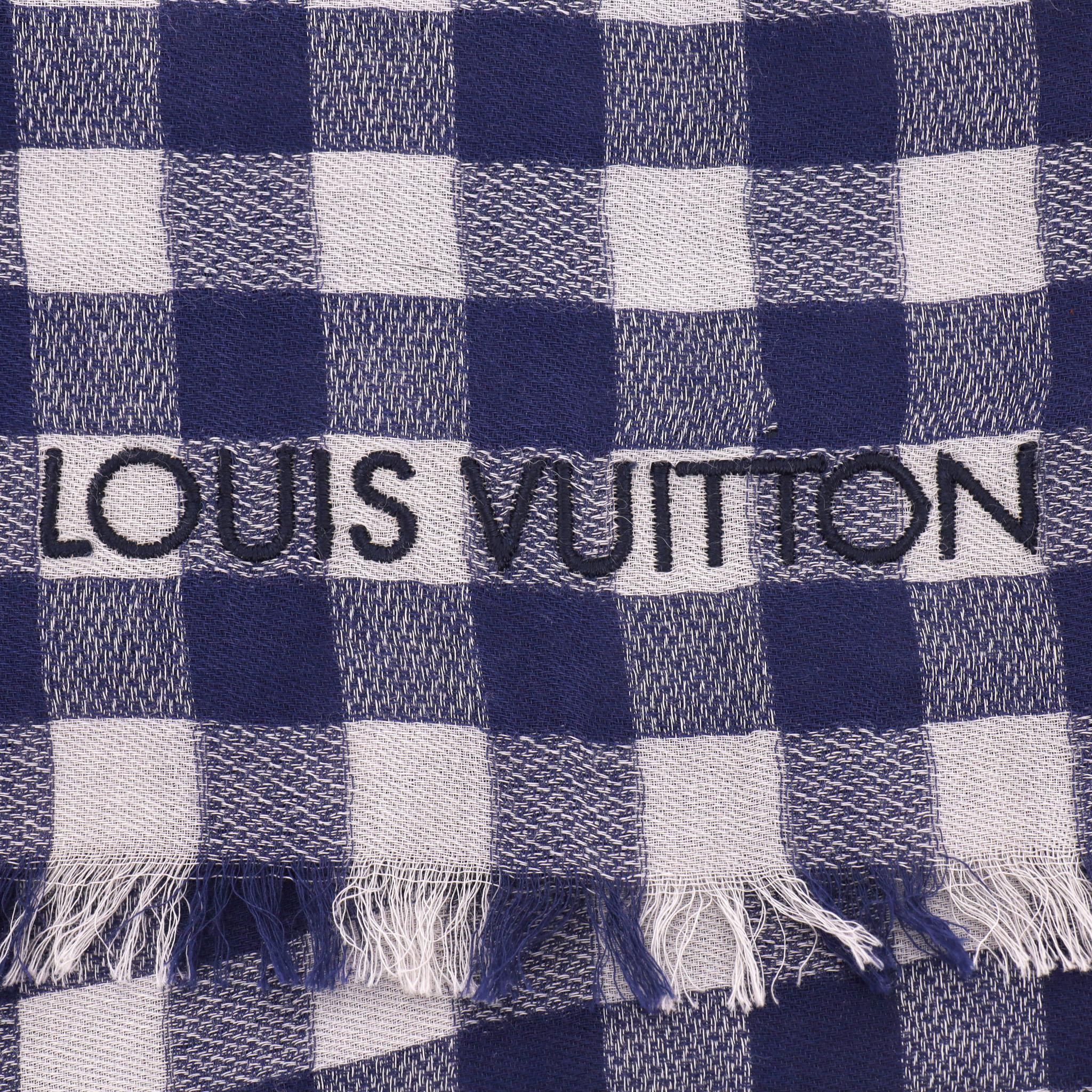 Louis Vuitton Cotton Gingham Check Shawl Scarf In Good Condition For Sale In London, GB