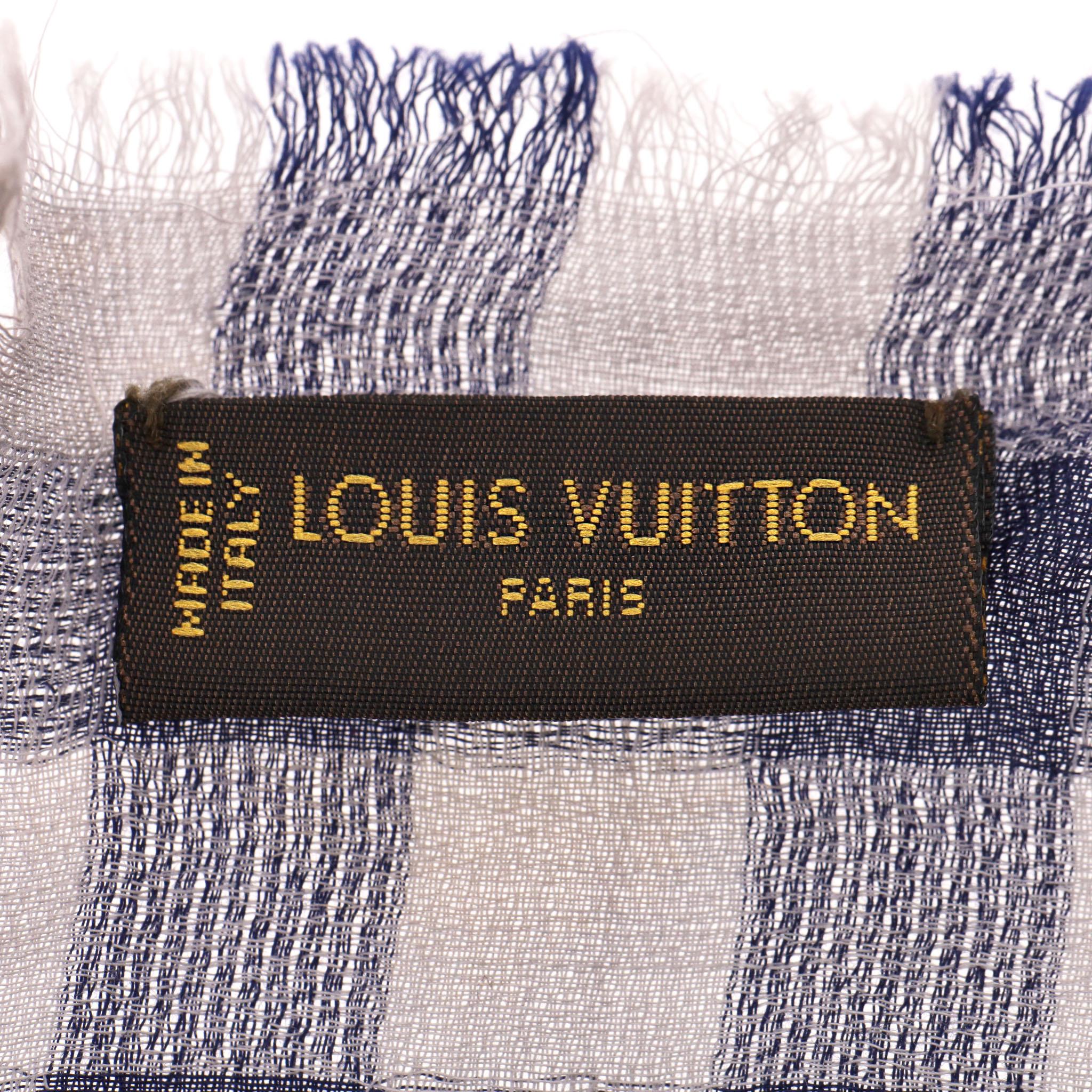 Louis Vuitton Cotton Gingham Check Shawl Scarf For Sale 1
