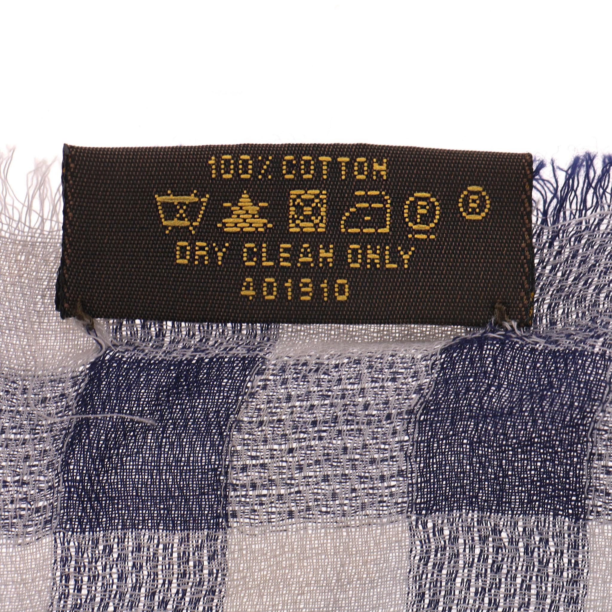 Louis Vuitton Cotton Gingham Check Shawl Scarf For Sale 2