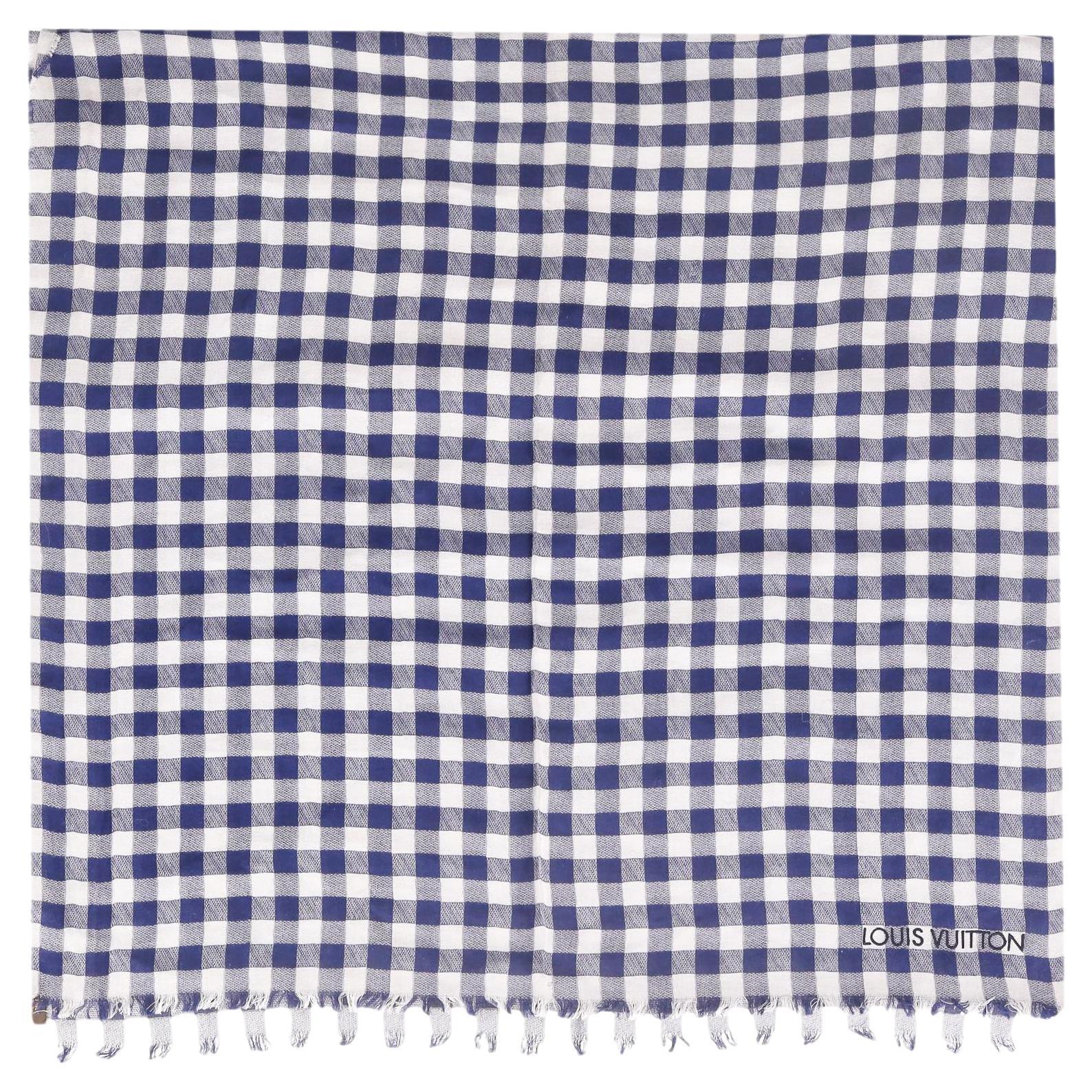Louis Vuitton Cotton Gingham Check Shawl Scarf For Sale