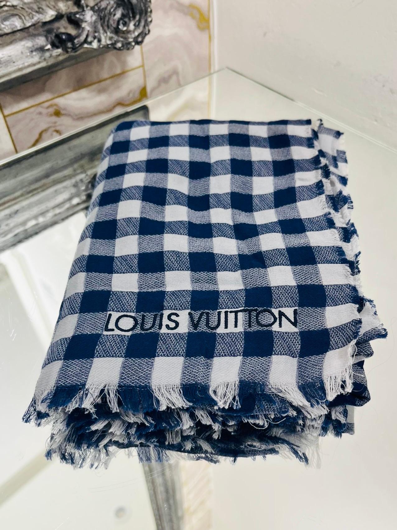 Gray Louis Vuitton Cotton Gingham Shawl Scarf For Sale
