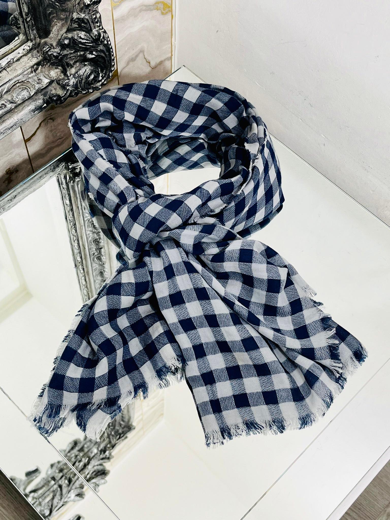 Louis Vuitton Cotton Gingham Shawl Scarf For Sale 1