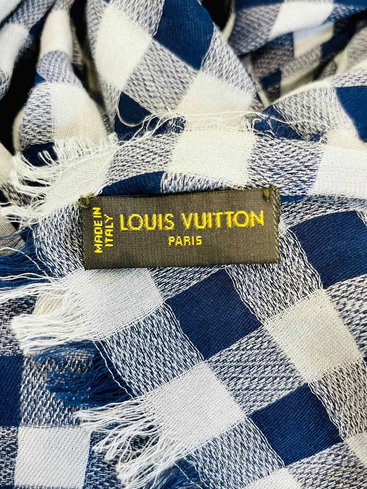 Louis Vuitton Cotton Gingham Shawl Scarf For Sale 2