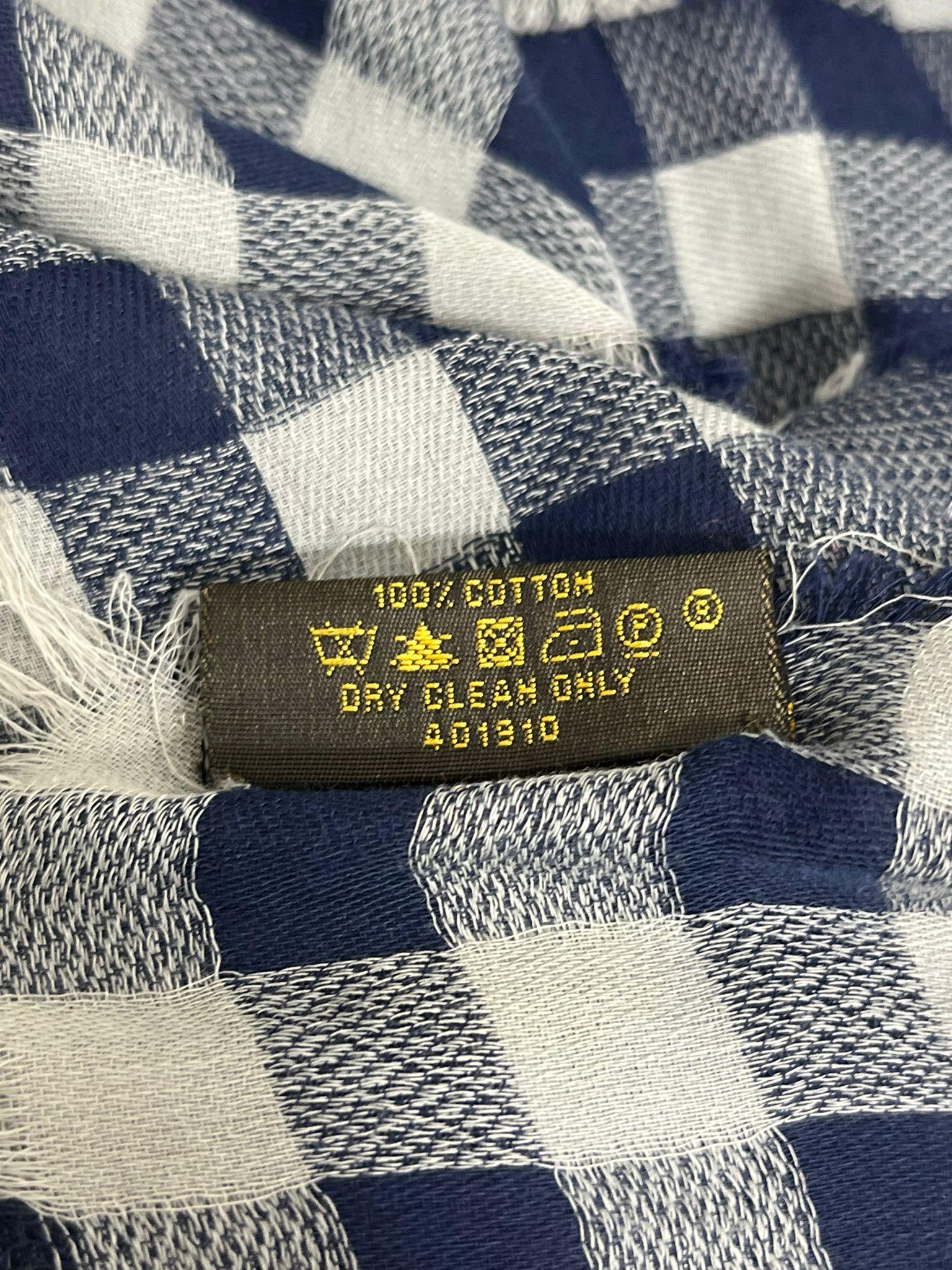 Louis Vuitton Cotton Gingham Shawl Scarf For Sale 3