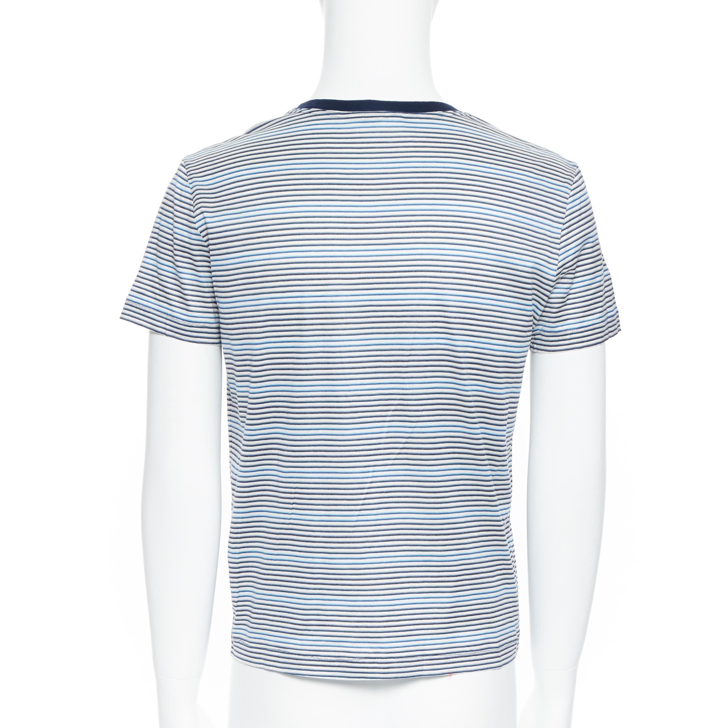 Gray LOUIS VUITTON cotton navy blue stripe embroidered crew short sleeve t-shirt M