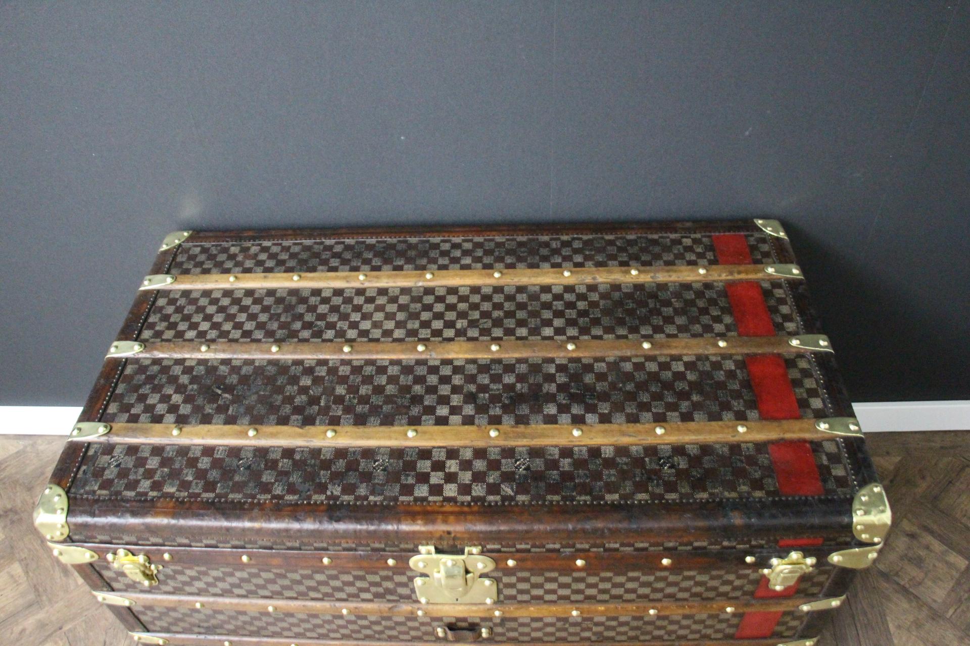 Louis Vuitton Courrier-Truhe aus Damier Canvas in Damier 100 cm, Vuitton Dampfer-Truhe im Angebot 6