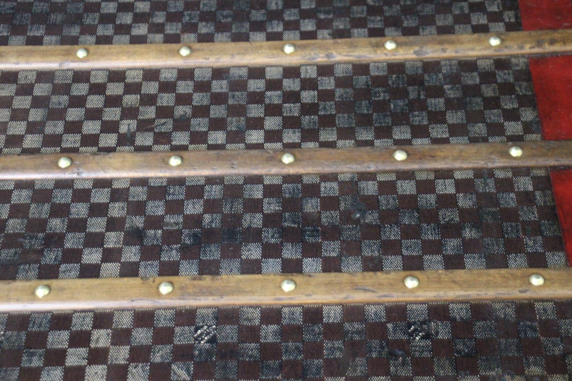 Louis Vuitton Courrier-Truhe aus Damier Canvas in Damier 100 cm, Vuitton Dampfer-Truhe im Angebot 7