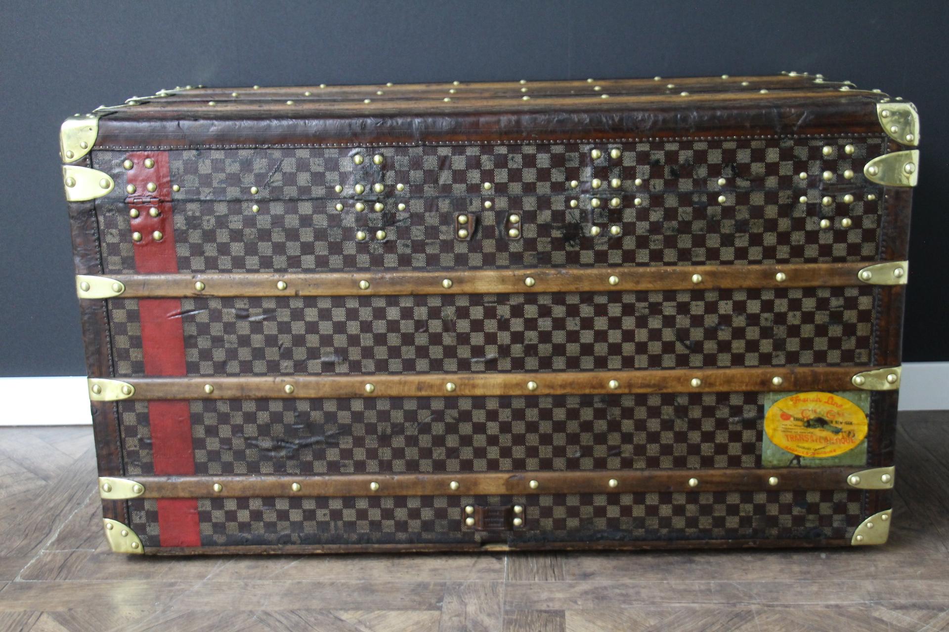 Louis Vuitton Courrier-Truhe aus Damier Canvas in Damier 100 cm, Vuitton Dampfer-Truhe im Angebot 2
